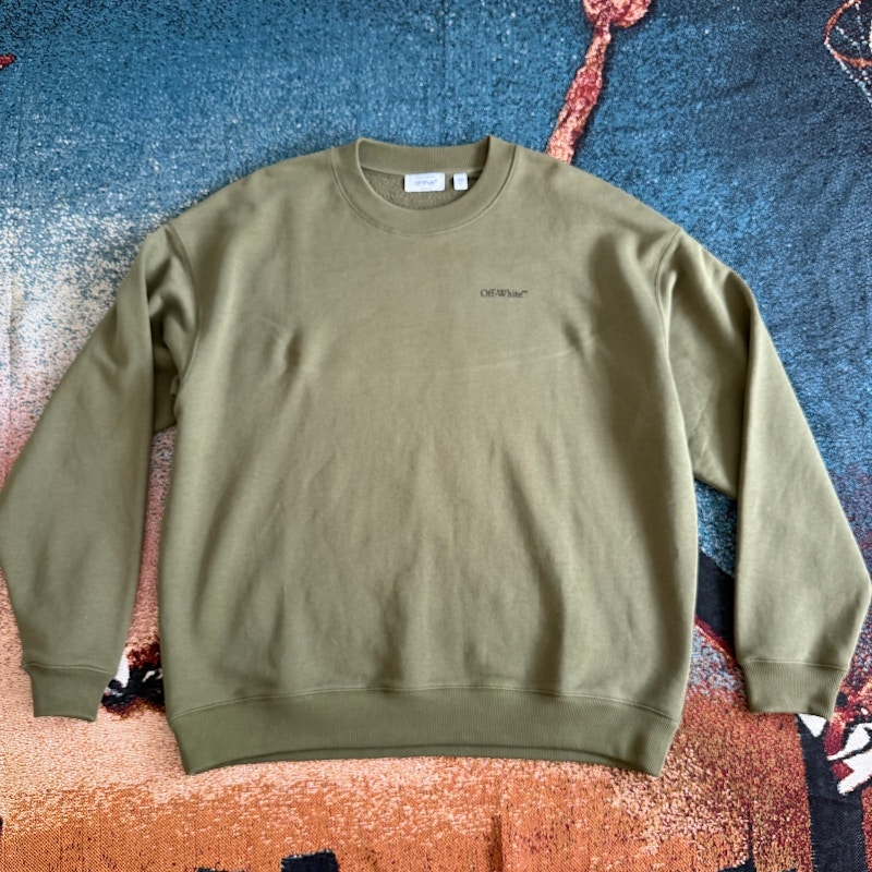 Off-White Windy Arrow Skate Crewneck Green Winter Moss