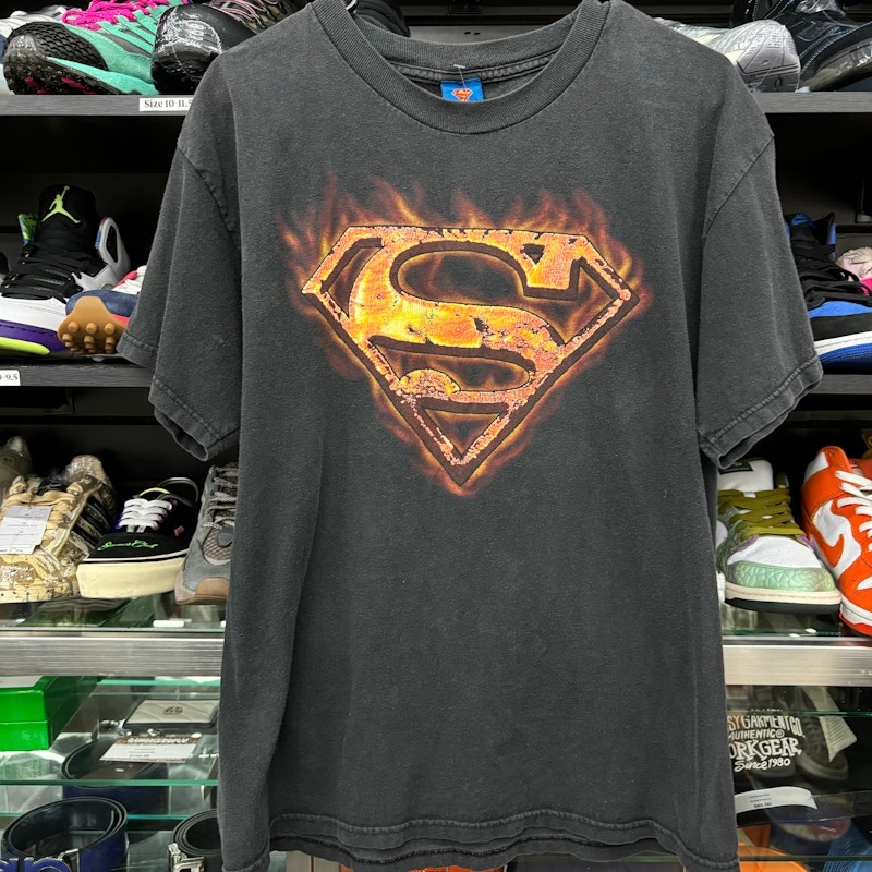 DC Comics Superman Flaming Logo T-Shirt Black