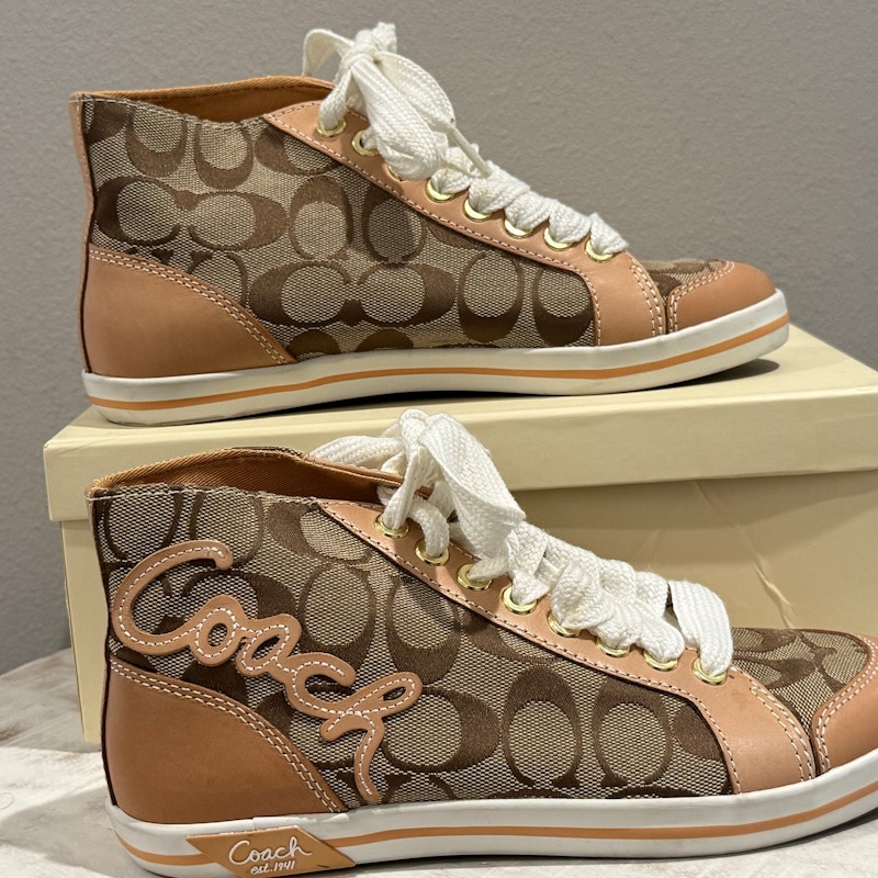 Coach Signature Brendi High Top Sneaker Khaki Natural (Women's)