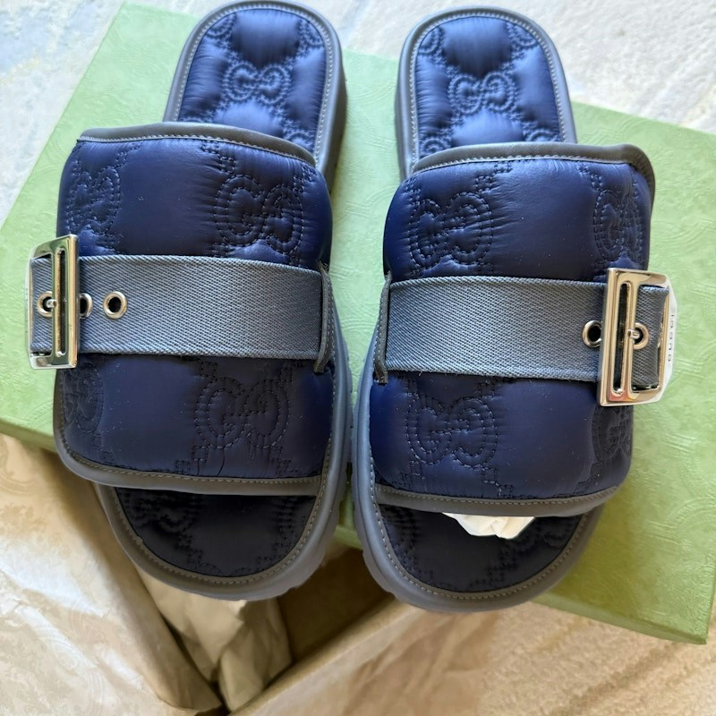 Gucci Off The Grid Slide Nylon Blue