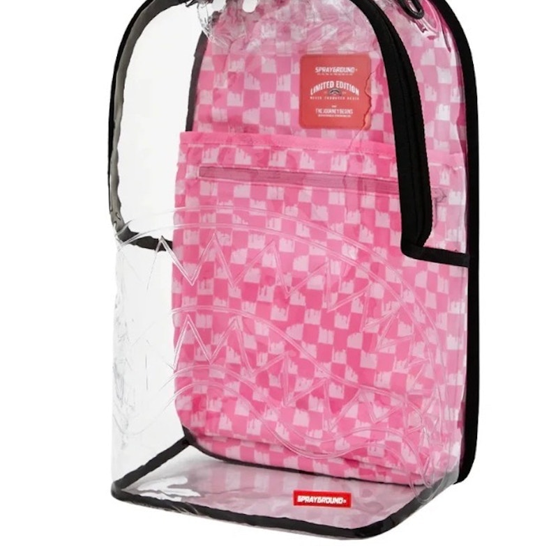 Sprayground Checked Out Clear DLX Backpack Pink