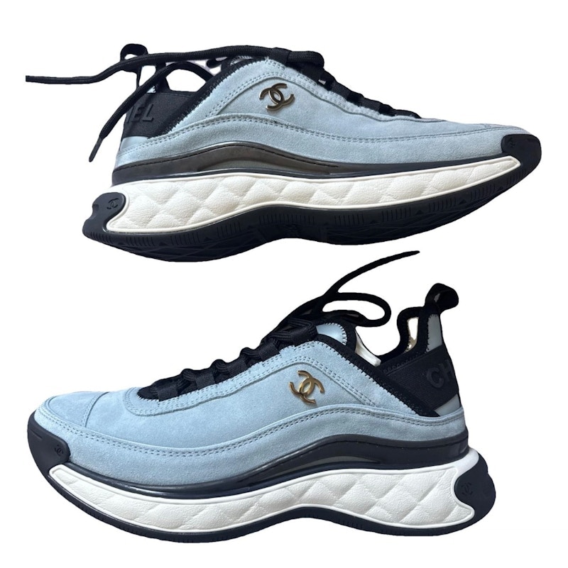 Chanel Suede Calfskin Sneaker Sky Blue