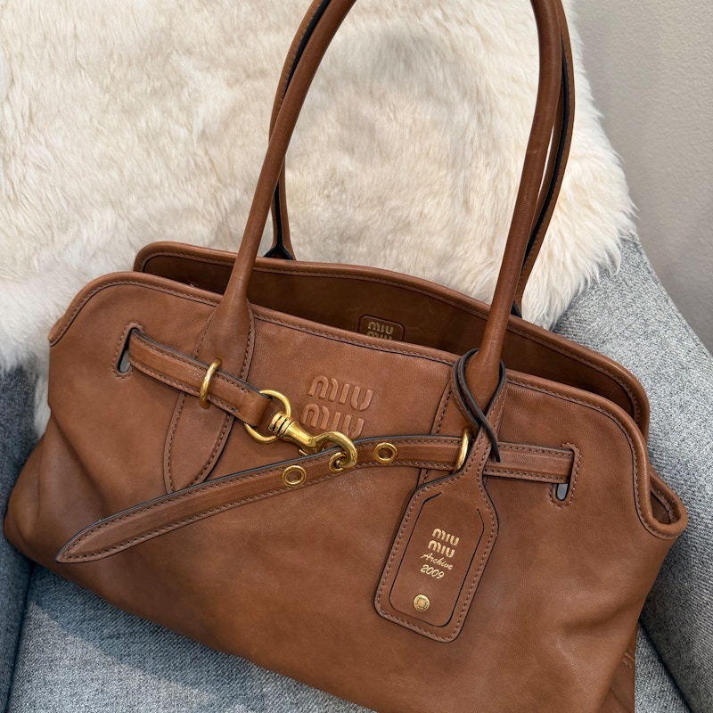 Miu Miu Aventure Leather Bag Brown