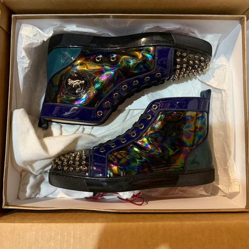 Christian Louboutin Lou Spikes Orlato Flat Stellar Iridescent