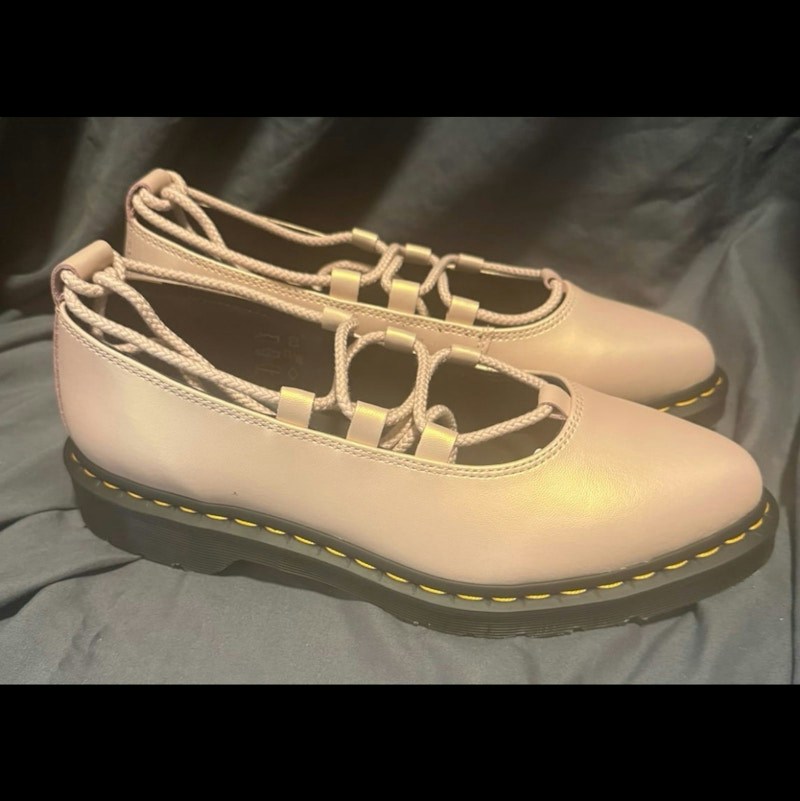 Dr. Martens Elphie II Iridescent Leather Ballet Flats Powder Pink Gold Shift Leather (Women's)