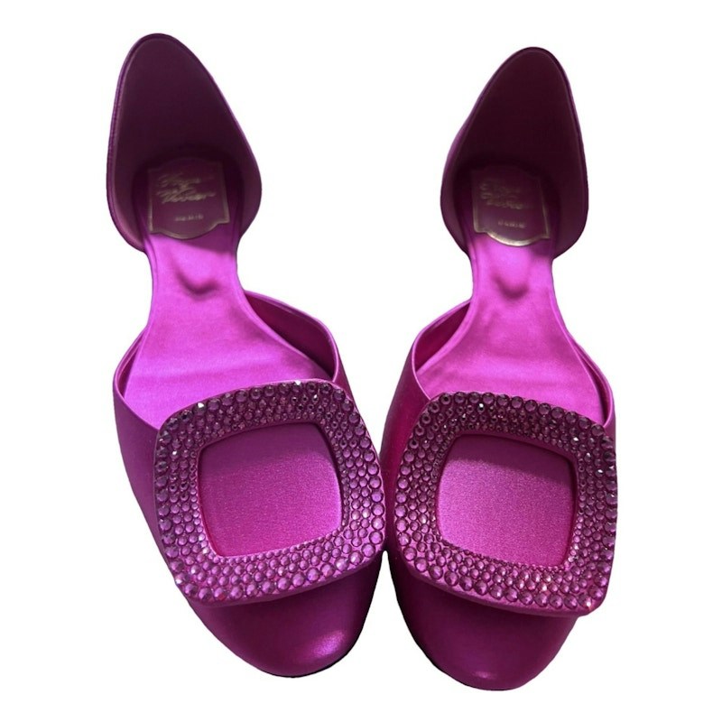 Roger Vivier Belle Vivier Strass Buckle D'Orsay Ballerina Shoes Pink