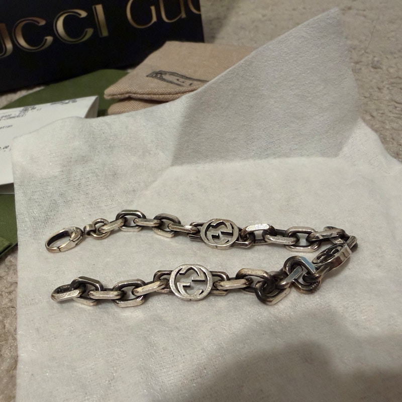 Gucci Interlocking G Silver Chain Bracelet