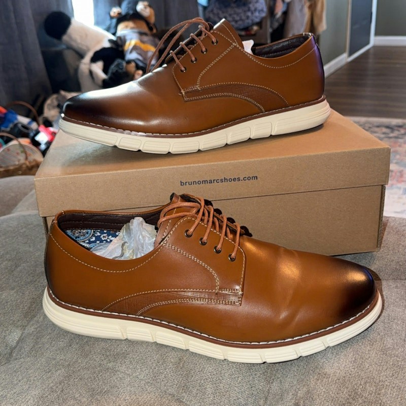Bruno Marc Non-Slip Casual Oxford Sneakers CrossFlex NeatPolish Brown
