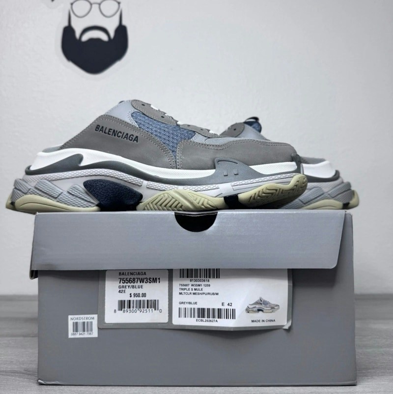 Balenciaga Triple S Mule Grey Blue