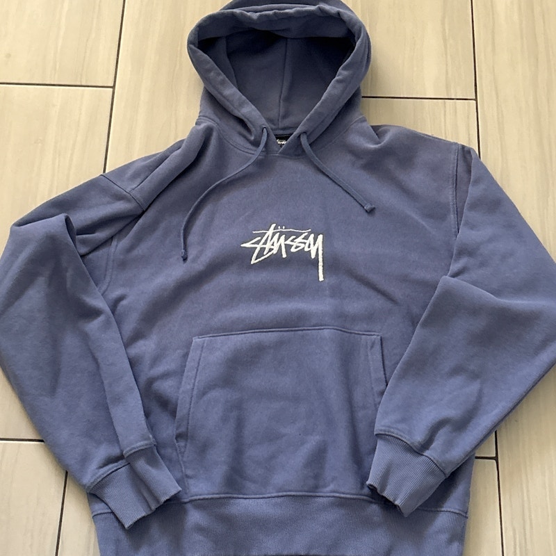 Stüssy Embroidered Logo Hooded Sweatshirt Blue