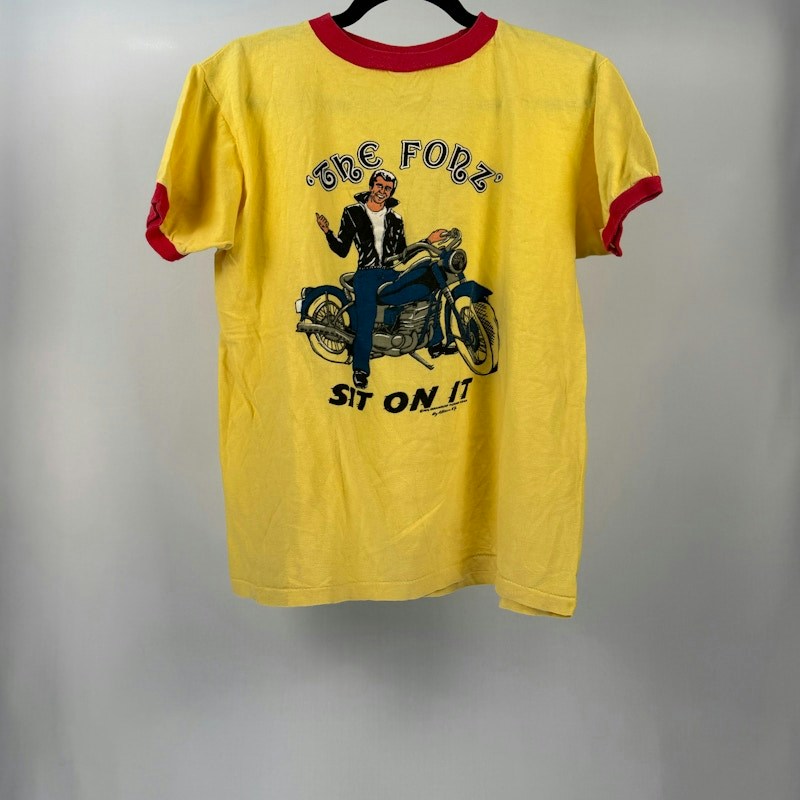 The Fonz Sit On It Graphic Ringer T-Shirt Yellow