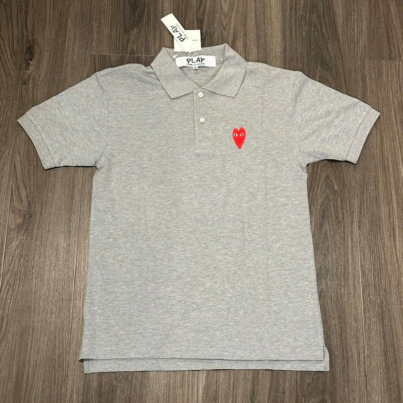 COMME des GARÇONS PLAY Heart Patch Polo Shirt Gray