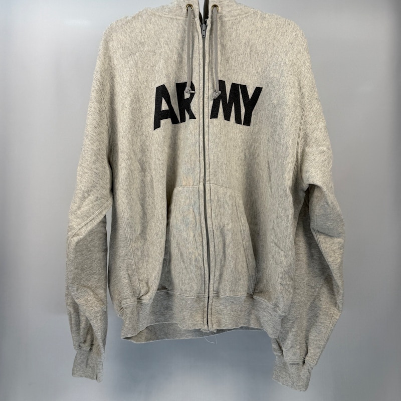 ARMY Zip-Up Hooded Sweatshirt Grey