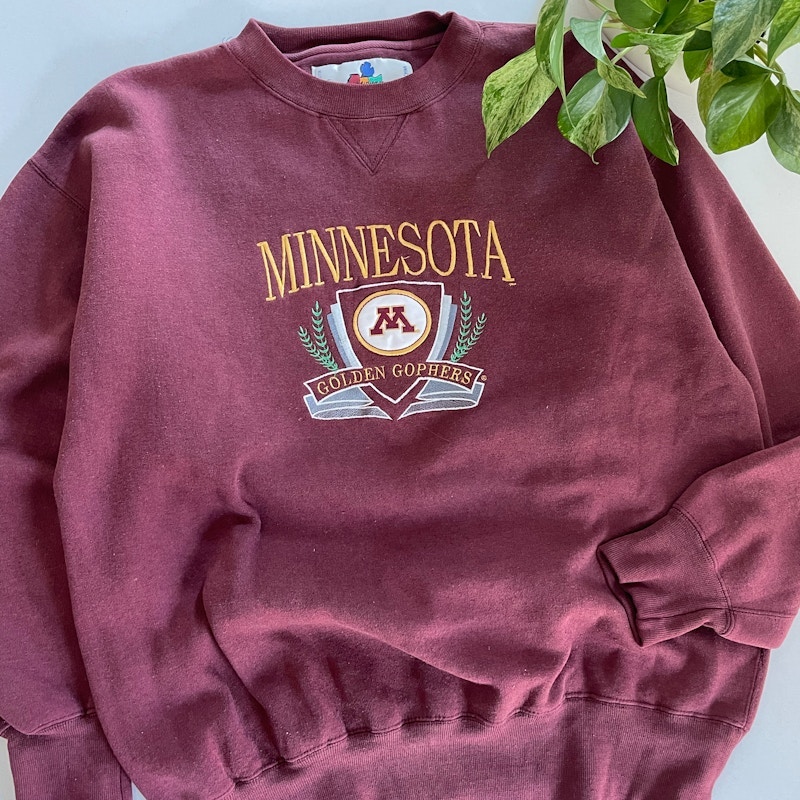 90s Midwest Embroidery Minnesota Golden Gophers Crewneck Sweatshirt Maroon