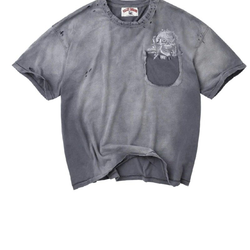 Valley Dreams Skull Pocket T-Shirt Faded Black