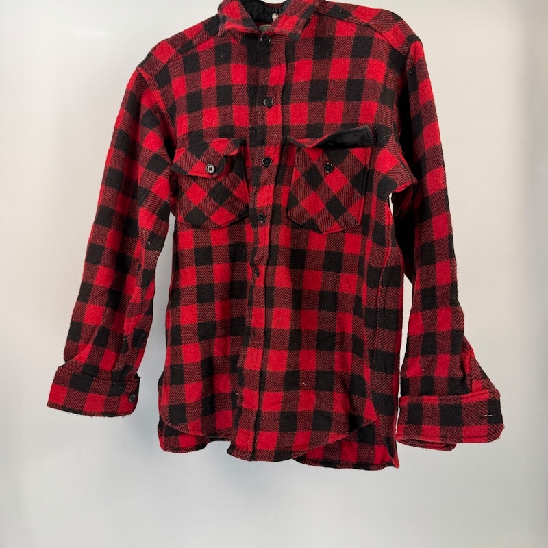 Long-Sleeve Plaid Flannel Shirt Red Black