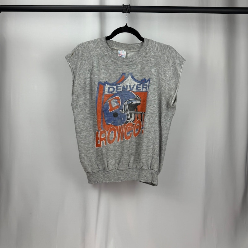 Vintage Denver Broncos Sleeveless Sweatshirt Grey