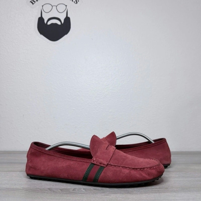 Gucci Suede Web Loafers Red