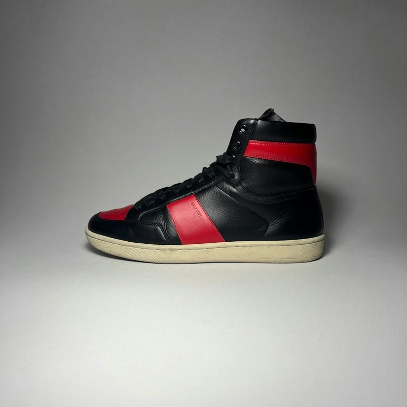 Saint Laurent SL/10 High Top Black Metallic Red