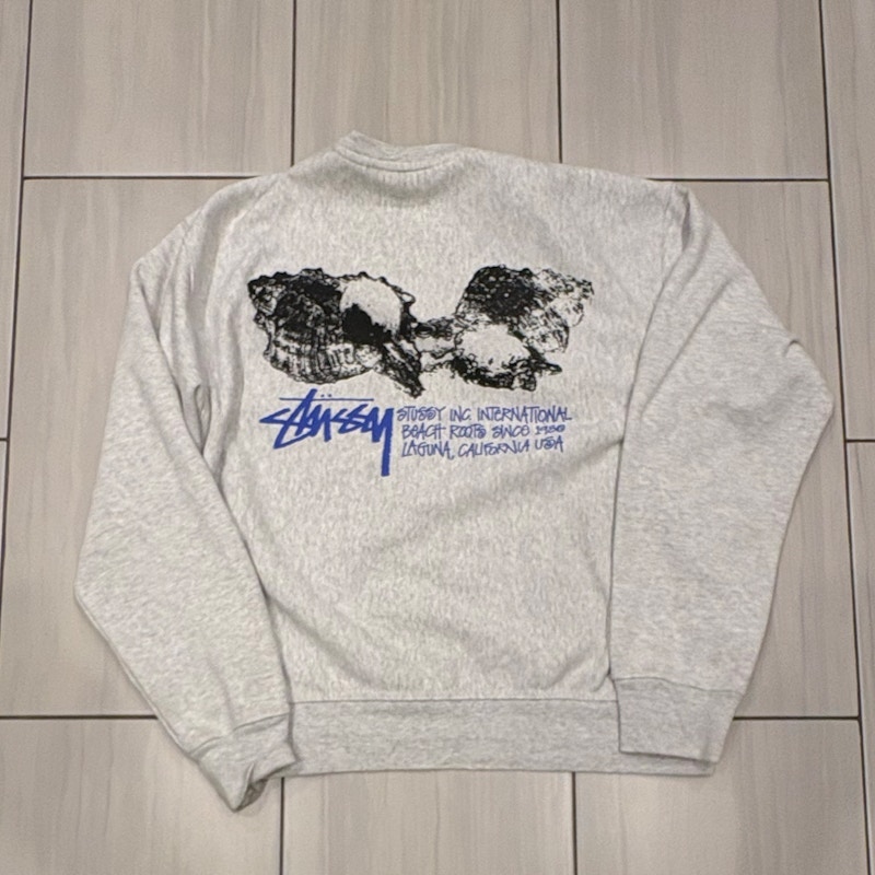 Stüssy Shells Crew Sweatshirt Grey Blue