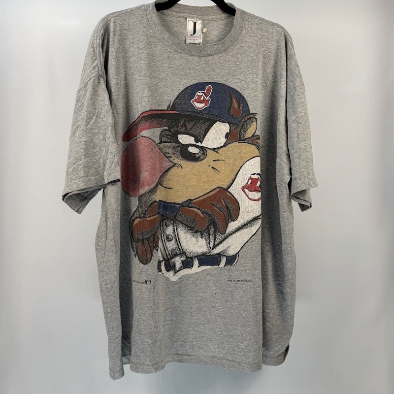 Jerry Leigh Tazmanian Devil Cleveland Indians T-Shirt Gray