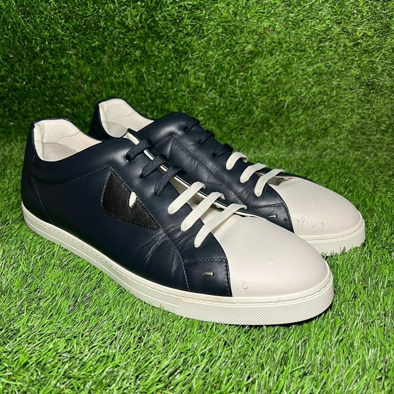 Fendi Roma Vitello Low Sneaker Navy White