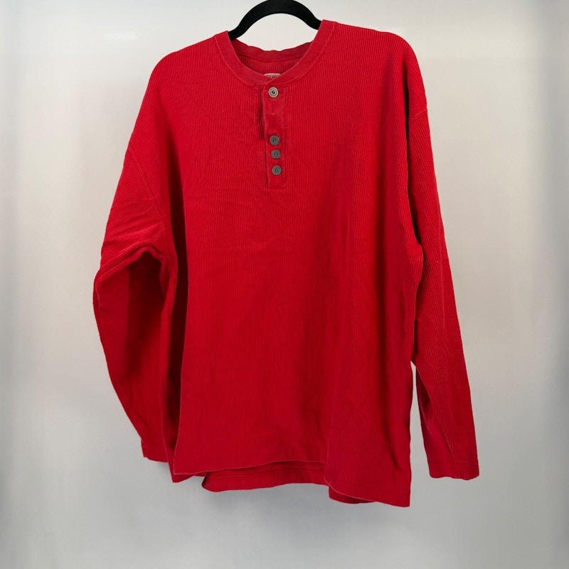 Long Sleeve Henley Shirt Red