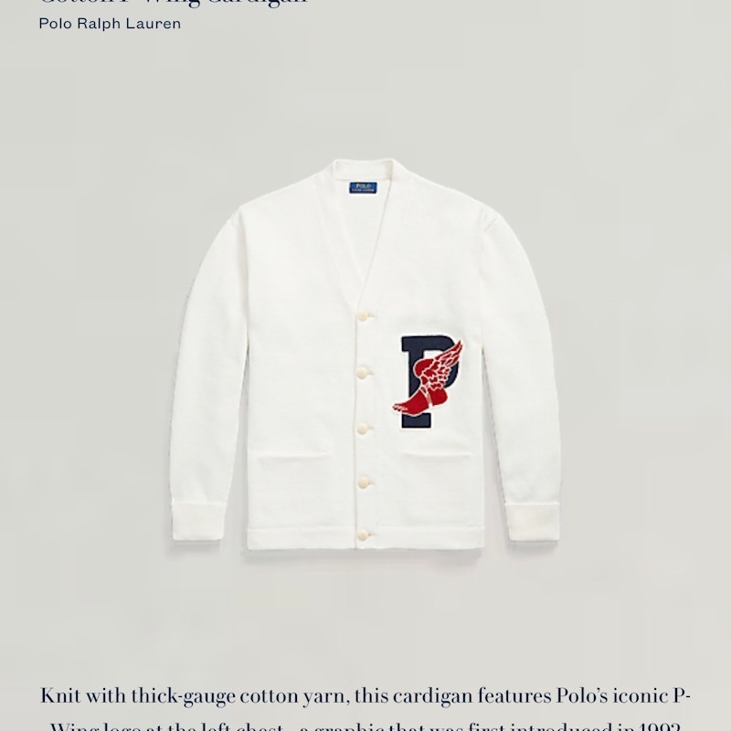 Polo Ralph Lauren P-Wing Cotton Cardigan Cream