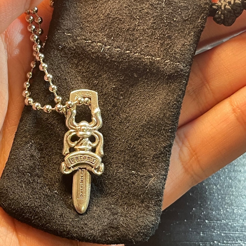 Chrome Hearts Dagger Pendant Necklace Silver