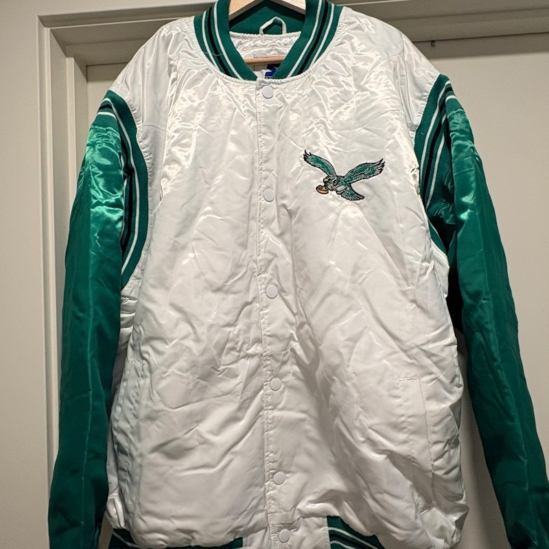 Starter Philadelphia Eagles Satin Varsity Jacket White