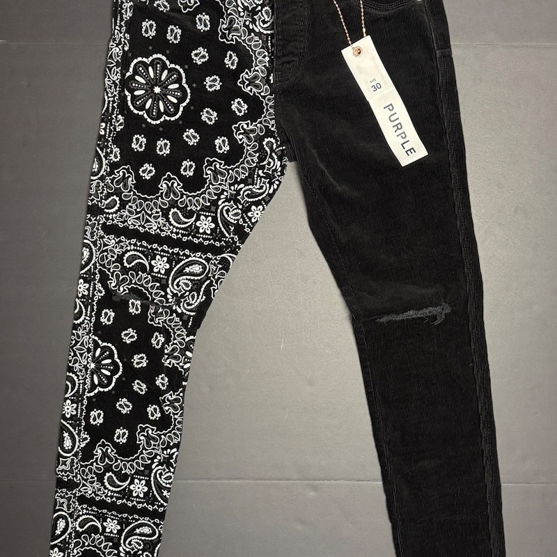 Purple Brand Corduroy Bandana Print Jeans