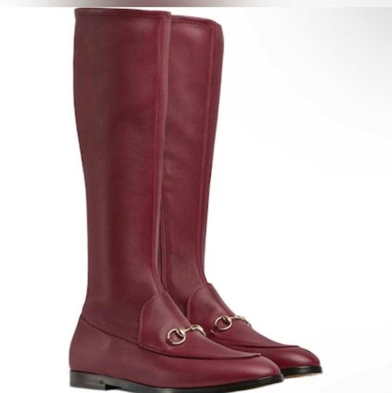 Gucci Jordaan Nappa Knee-High Boots Red Rosso Ancora
