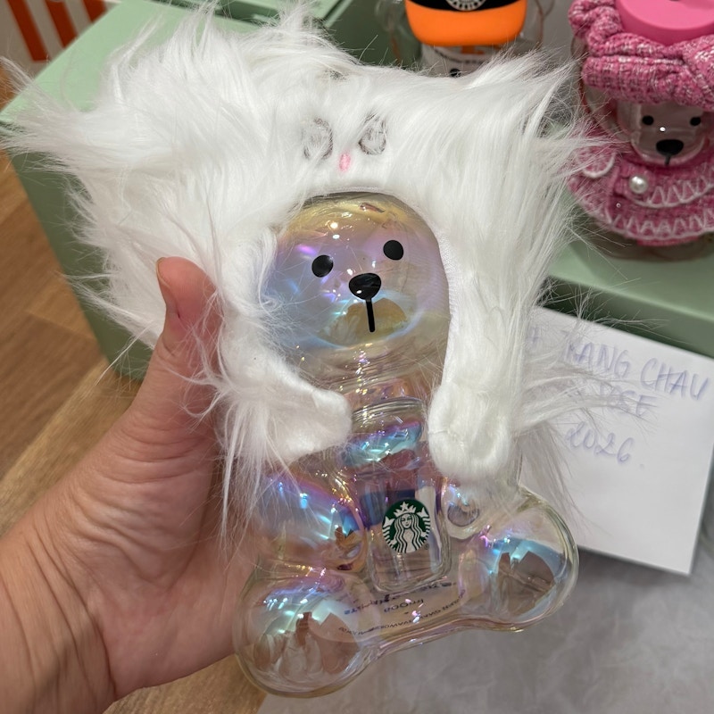 Starbucks Bearista Glass Water Bottle White