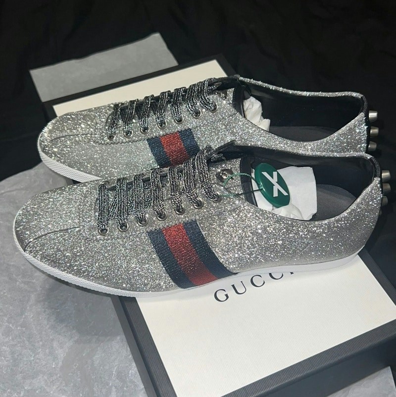 Gucci Ace Sneaker Silver Glitter Web