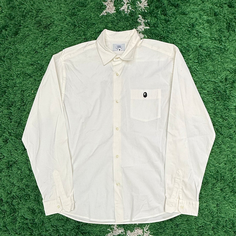 A Bathing Ape Long Sleeve Button Down Shirt White