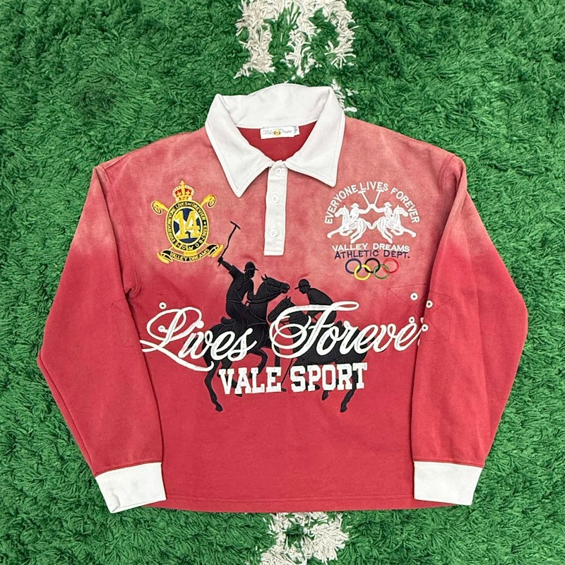 Vale Sport Lives Forever Long Sleeve Polo Shirt Red