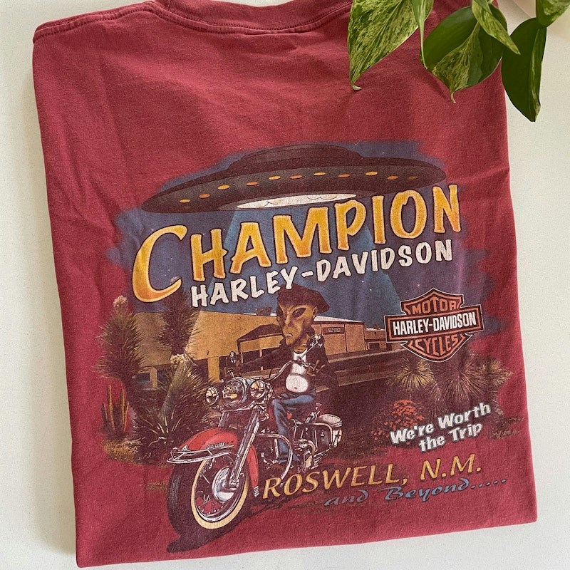2000 Harley-Davidson The Highway Is My Way Alien T-Shirt Red