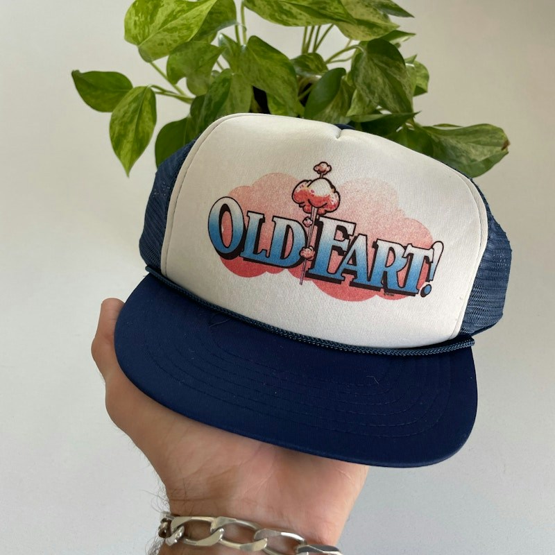 80s Wholesale T Old Fart Trucker Hat Blue
