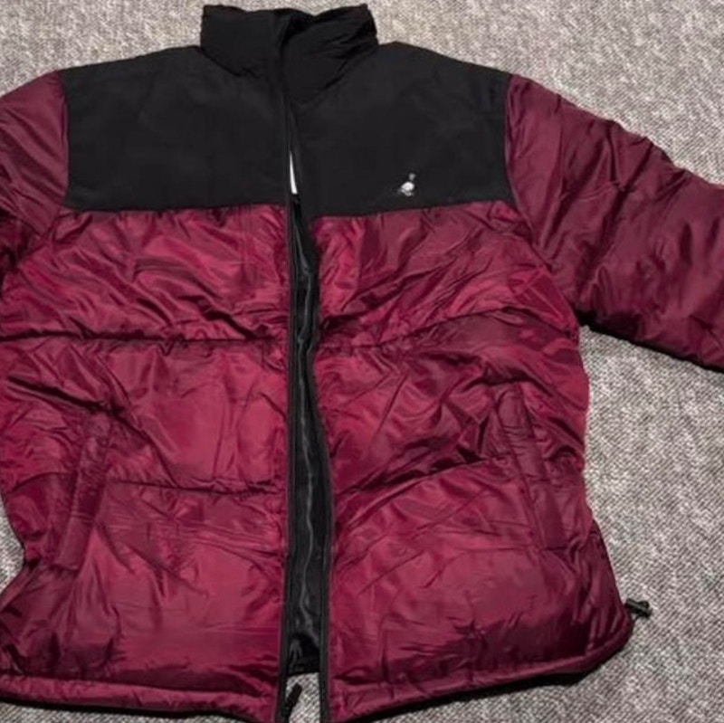 Staple Pigeon Puffer Jacket Black Maroon