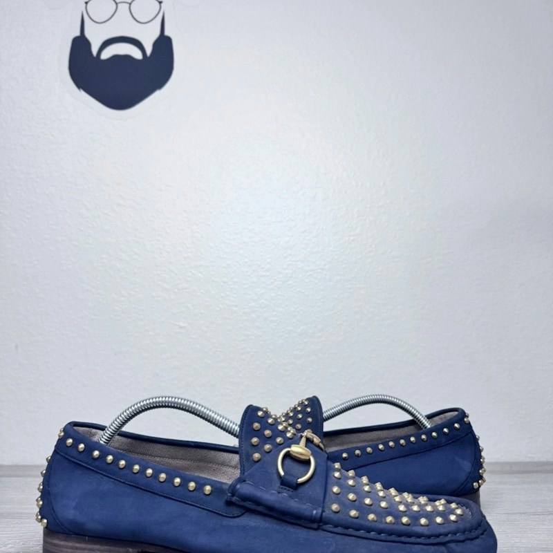 Gucci Studded Horsebit Loafer Blue