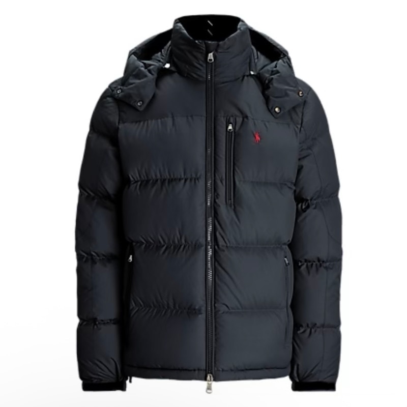 Polo Ralph Lauren Gorham 650 Down Detach Hood Jacket Black Red