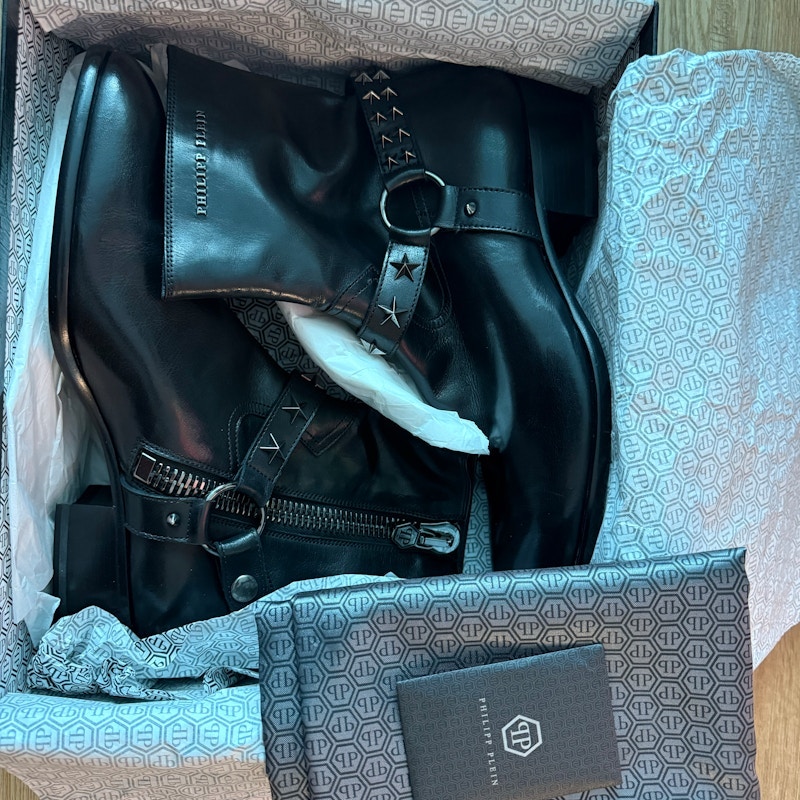 Philipp Plein Leather Boots Black