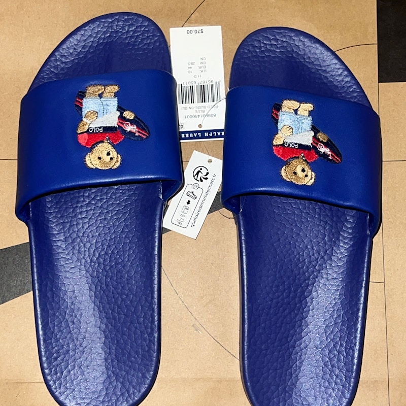 Polo Ralph Lauren Polo Beach Bear Slide Blue
