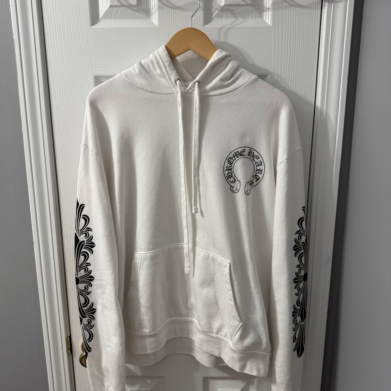 Chrome Hearts Horseshoe Logo Hooded Sweatshirt White
