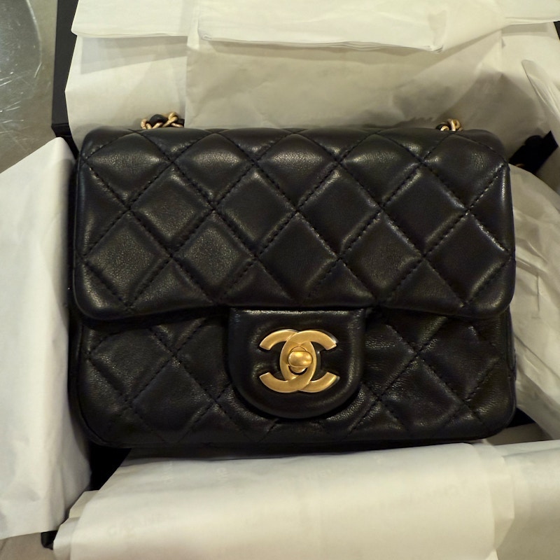 Chanel Mini Flap Bag Black with adjustable gold hardware