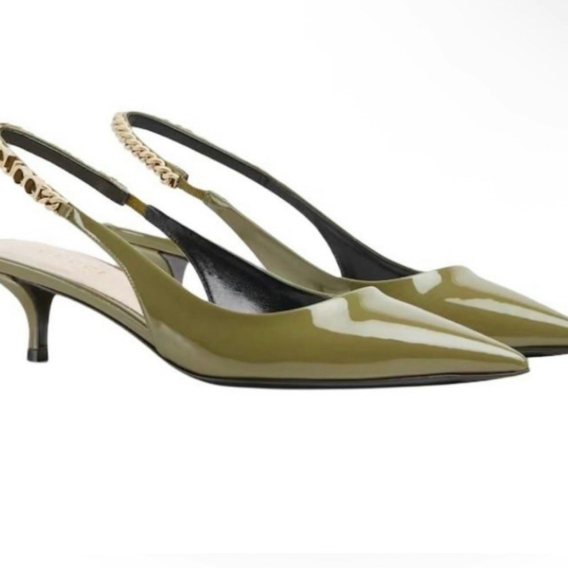 Gucci Signoria Patent Leather Slim High Heels 4.5cm Green