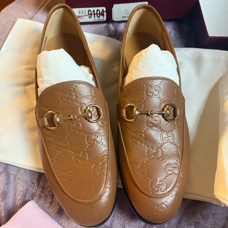 Gucci GG Embossed Leather Loafer Brown