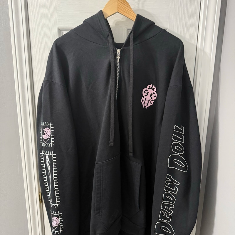 Chrome Hearts Deadly Doll Fleece Zip Hoodie Black/Pink