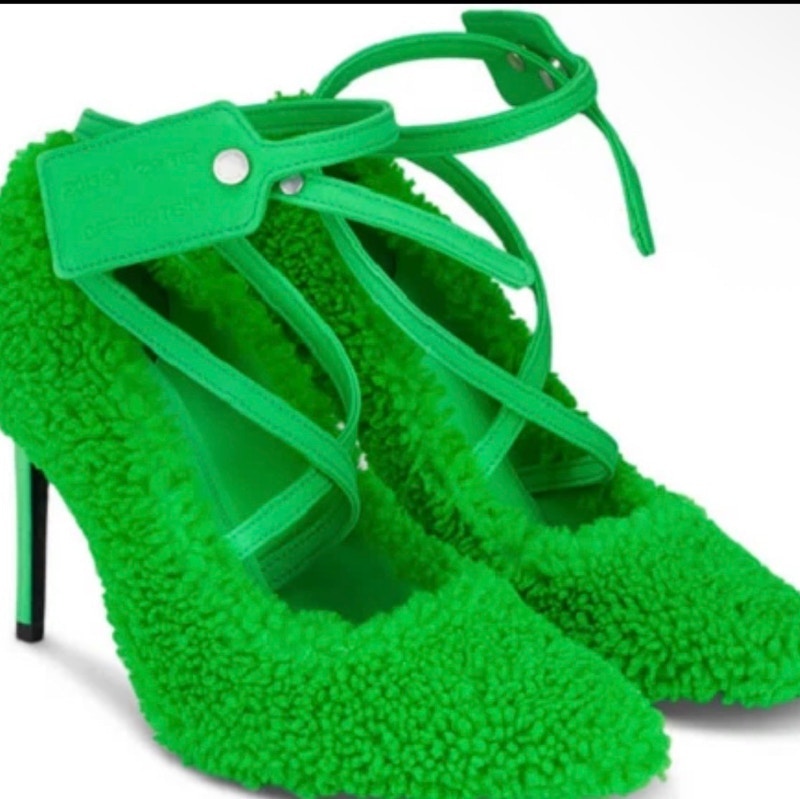 Off-White Ziptie Pump Green