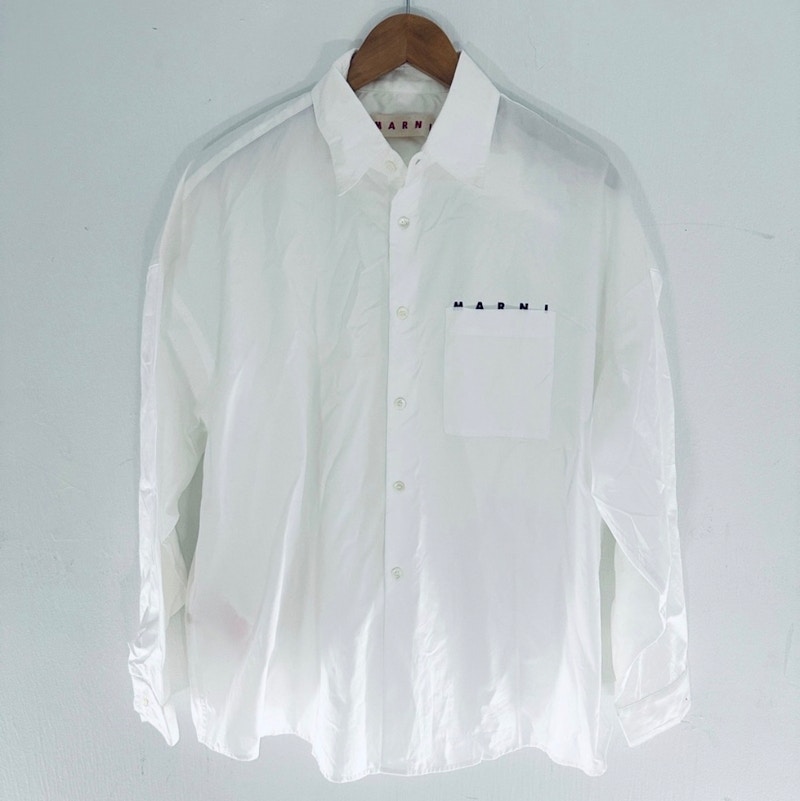 Marni Long Sleeve Button Up Shirt White